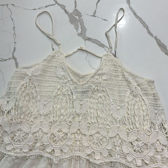 American Eagle Womens White Cream Lace Spaghetti Strap Sleeveless Romper XXS AEO - Picture 9 of 15